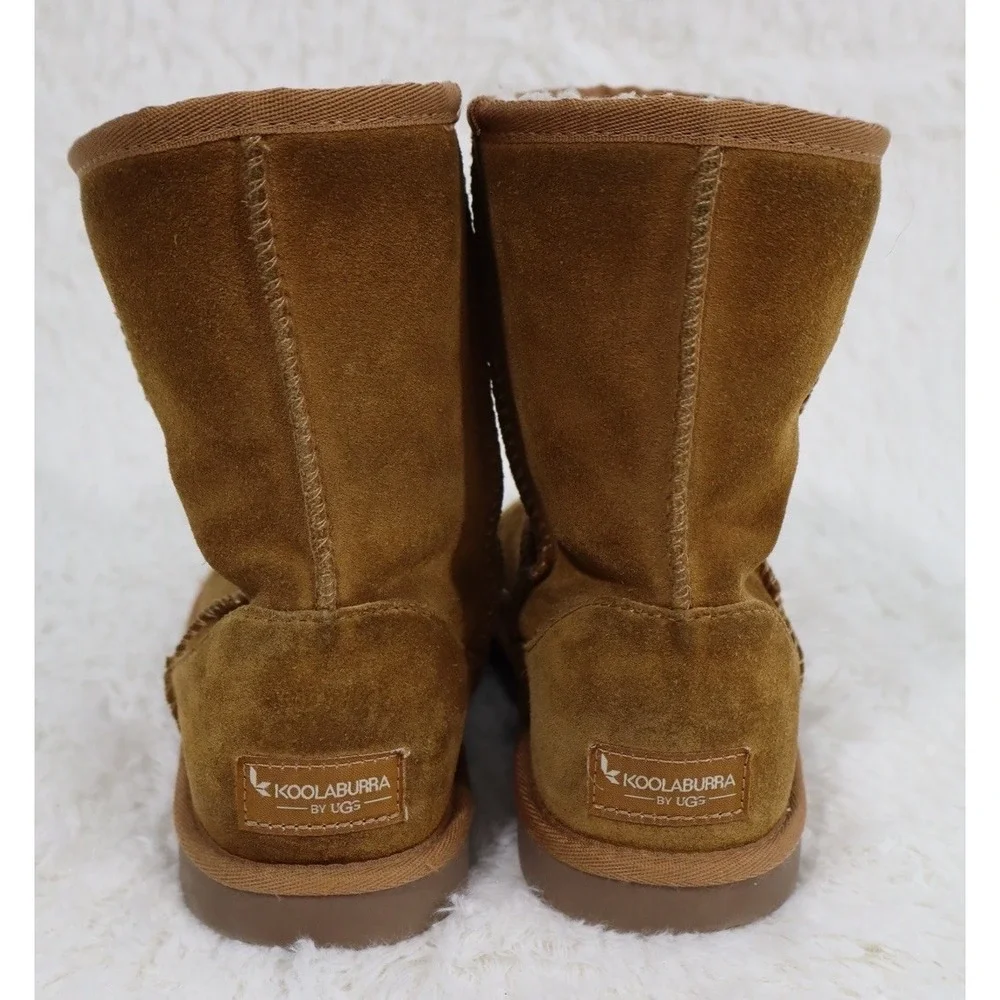 Koolaburra by UGG Koola Short Boots Youth Kids Size 4 Chestnut Brown Suede